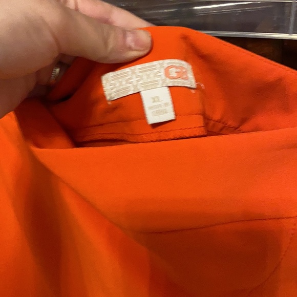 COPY - Bright Orange GB mini skirt with silver buttons - Picture 3 of 4